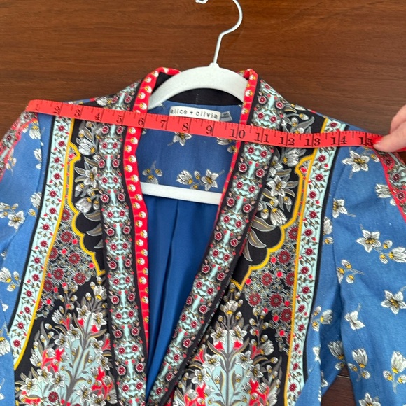 ALICE AND OLIVIA Macey Daffodil Palace Floral Scarf Print Linen Blazer Size 2 - Picture 10 of 16